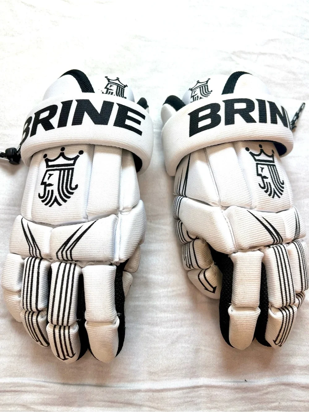 Brine Uprising 20 Lacrosse Gloves White Black Youth 9” Pair